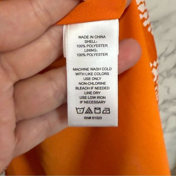 NEW 1.STATE Printed V-Neck Tiered Bubble Puff Sleeve Mini Dress Orange Size XS - Picture 8 of 11